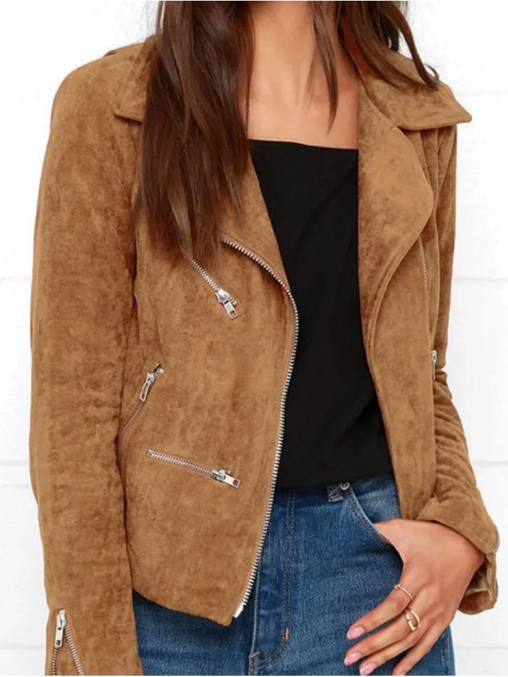 Lulus suede faux suede moto jacket, small